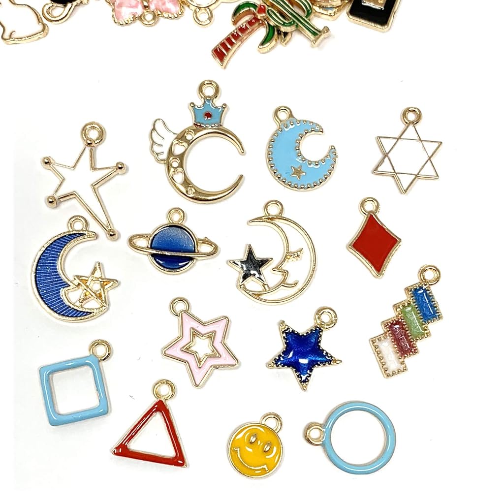 PALAY® Charms for Bracelet Making Gold Plated Enamel Animal Moon Star Fruit Assorted Pendant DIY Necklace Jewellery Kit Crafting Multi 120PCS PALAY® Charms for Bracelet Making Gold Plated Enamel Animal Moon Star Fruit Assorted Pendant DIY Necklace Jewellery Kit Crafting Multi 120PCS